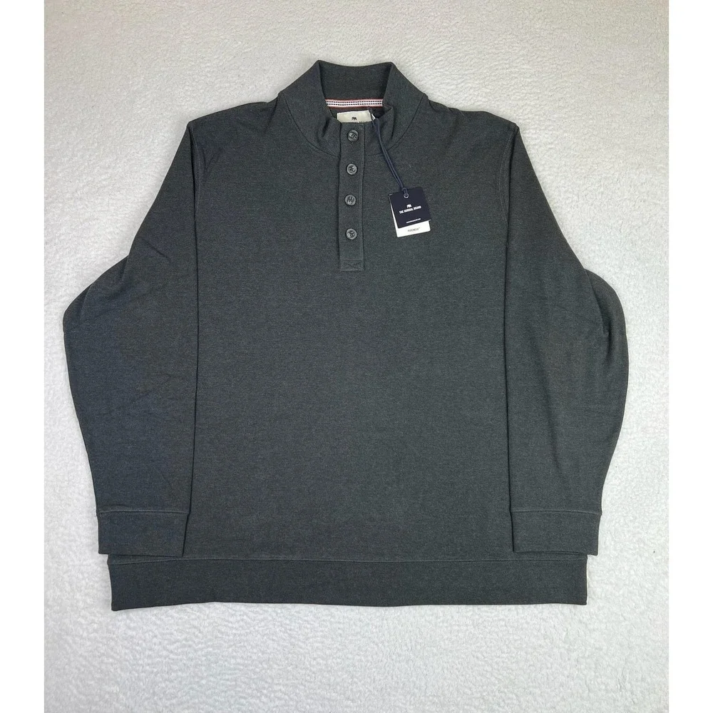 The Normal Brand Sweatshirt Mens 3XL Gray Puremeso Henley Mock‎ Neck Pullover
